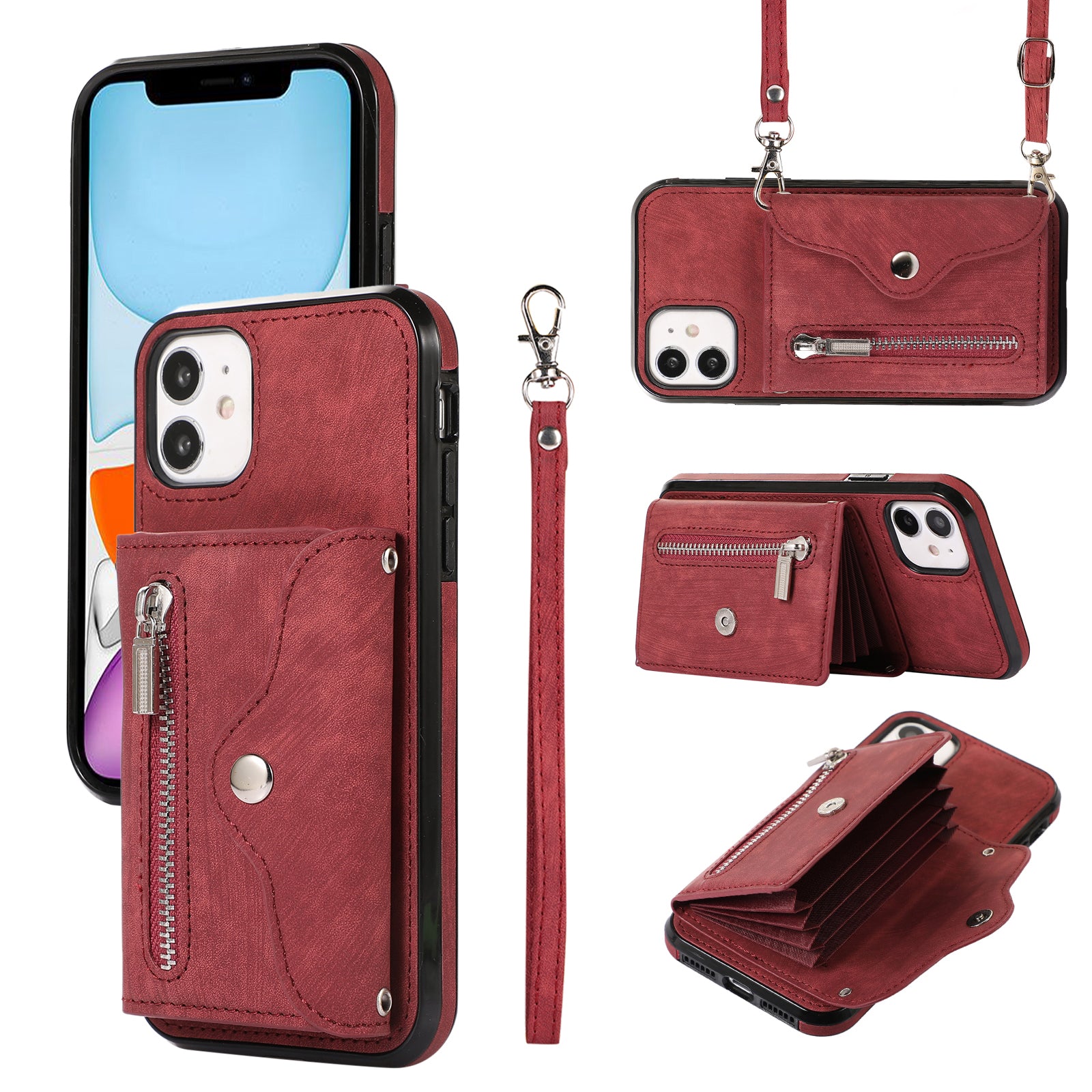 For iPhone 12 mini 5.4 inch RFID Blocking Card Bag Anti-drop Phone Case Kickstand PU Leather+TPU Cover For iPhone 12 mini 5.4 inch RFID Blocking Card Bag Anti-drop Phone Case Kickstand PU Leather+TPU Cover